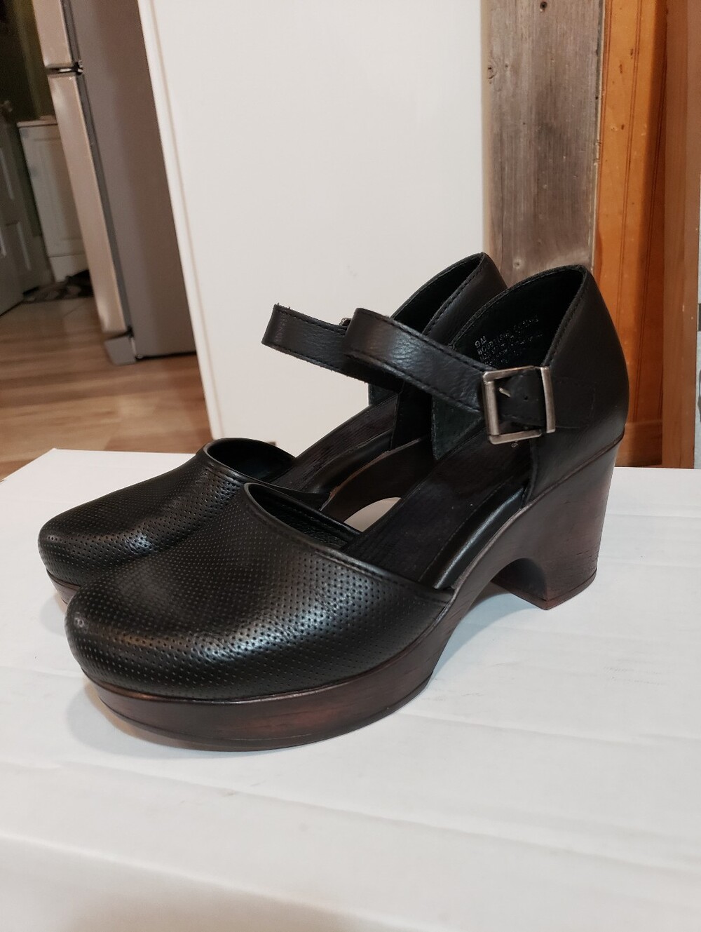 VTG style B.o.c. Gia Black Mary Jane Platform Clogs Wood Block Heel Retro 9